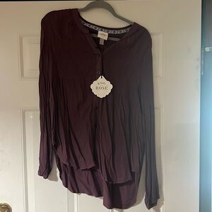 Brand new ruffle purple button up